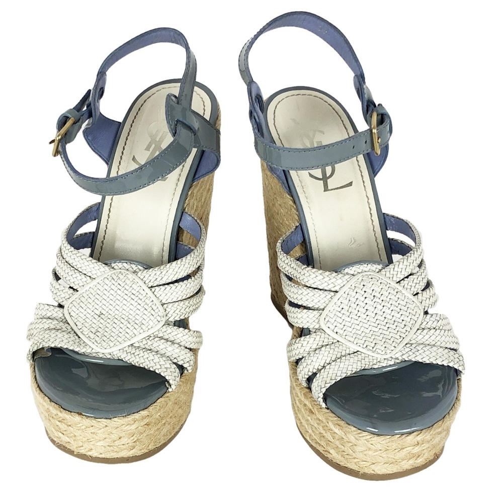 YSL Yves Saint Laurent 9 Light Blue Woven Leather